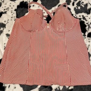 Lane Bryant red and white bathing suit top